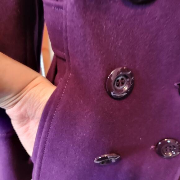 Guess Wool Blend Double Breasted Pea Coat Deep Purple Size Medium - Picture 9 of 16
